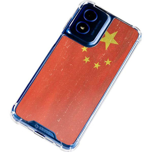 Chinese Flag Distressed Moto G 5G (2024) Clear Case